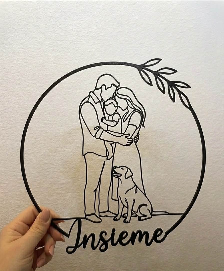 Quadro Famiglia Minimal 3D Personalizzabile 24x24 cm - Minimal3DDecor
