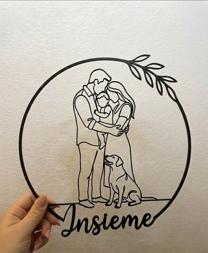 Quadro Famiglia Minimal 3D Personalizzabile 24x24 cm - Minimal3DDecor