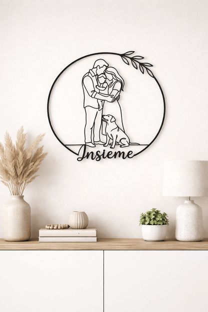 Quadro Famiglia Minimal 3D Personalizzabile 24x24 cm - Minimal3DDecor