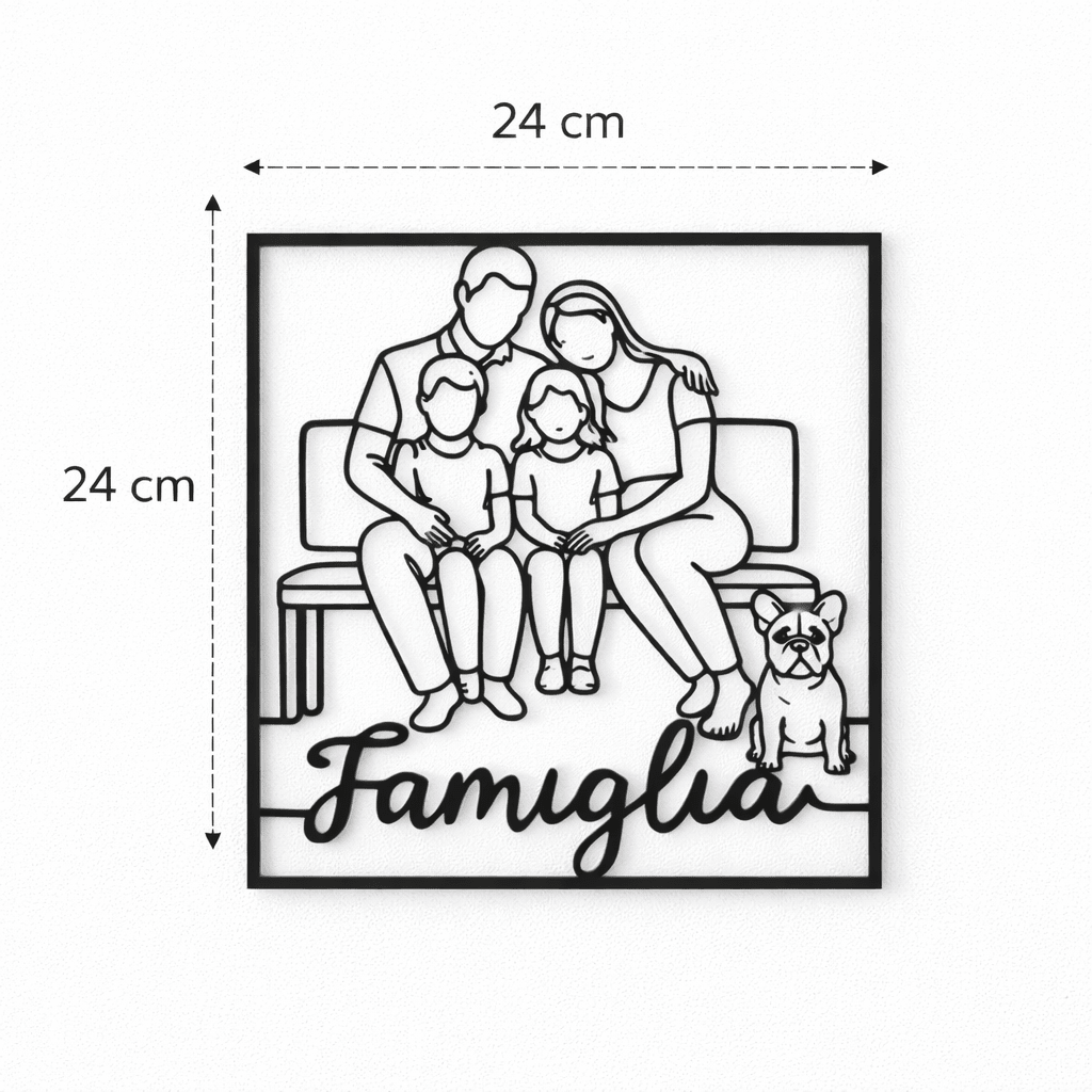 Quadro Famiglia Personalizzato 3D 24×24 cm - Minimal3DDecor