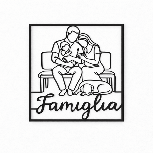 Quadro Famiglia Personalizzato 3D 24×24 cm - Minimal3DDecor