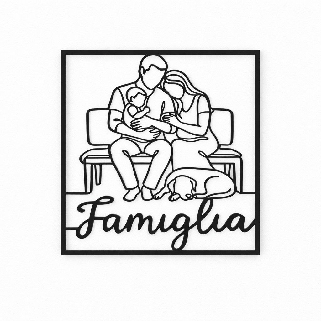 Quadro Famiglia Personalizzato 3D 24×24 cm - Minimal3DDecor
