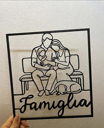 Quadro Famiglia Personalizzato 3D 24×24 cm - Minimal3DDecor