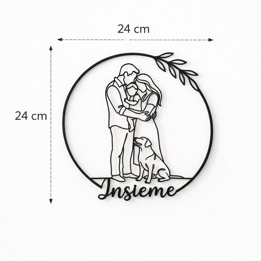Quadro Famiglia Minimal 3D Personalizzabile 24x24 cm - Minimal3DDecor