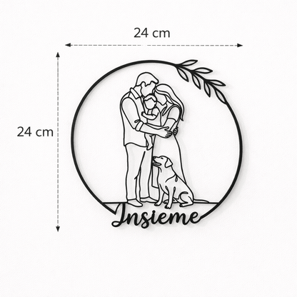 Quadro Famiglia Minimal 3D Personalizzabile 24x24 cm - Minimal3DDecor